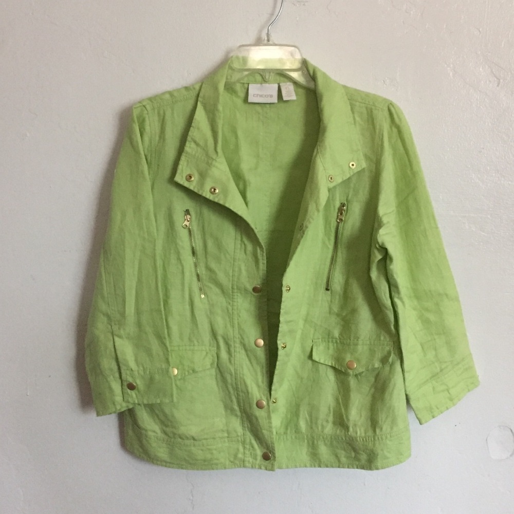 Lime Cropped Linen Jacket